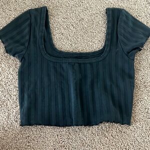NWOT Black striped aerie square neck cropped top